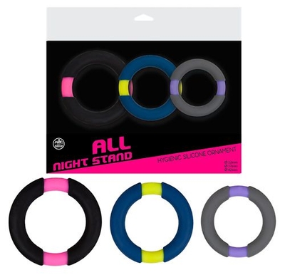 Набор из 3 разноцветных колец All night stand - фото, цены