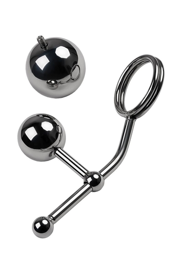 Серебристые бондажные стринги со сменными шарами - фото, цены