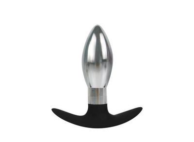 Каплевидная анальная втулка серебристо-черного цвета - 9,6 см. - фото, цены