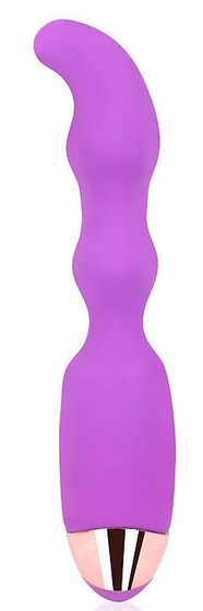 Фиолетовый вибромассажер с изогнутым кончиком - 17,5 см. - фото, цены