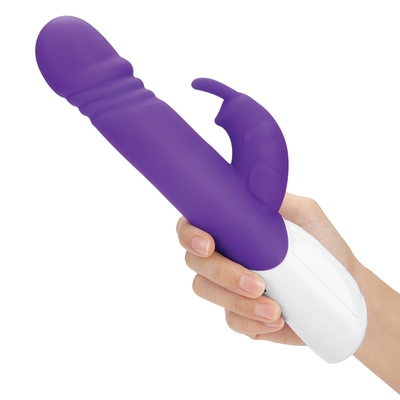 Фиолетовый вибратор-кролик с возвратно-поступательными движениями головки - 24 см. - фото, цены