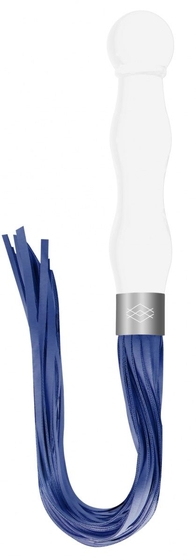 Белый анальный стимулятор-плеть Whipster с синими хвостами - фото, цены
