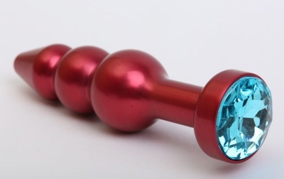 Красная анальная ёлочка с голубым кристаллом - 11,2 см. - фото, цены