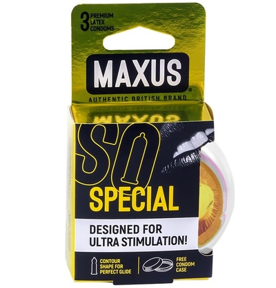 Презервативы с точками и рёбрами в пластиковом кейсе Maxus Air Special - 3 шт. - фото, цены