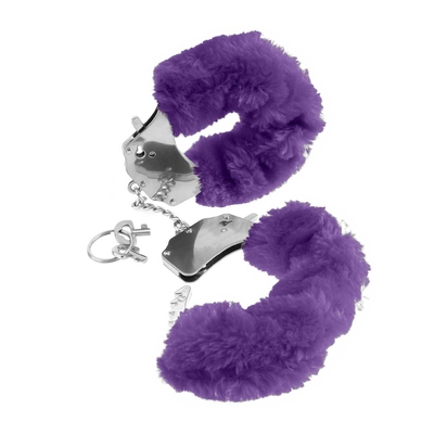 Металлические наручники Original Furry Cuffs с фиолетовым мехом - фото, цены