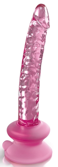 Розовый стеклянный фаллоимитатор Icicles №86 с силиконовой присоской - 17 см. - фото, цены