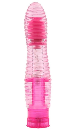 Розовый вибратор с рёбрышками Lines Exciter - 16,2 см. - фото, цены