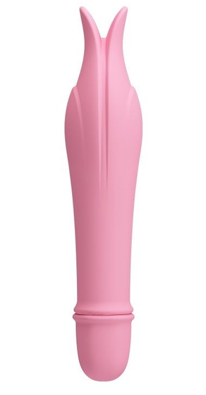 Нежно-розовый миниатюрный вибромассажер Edward с усиками - 14,5 см. - фото, цены