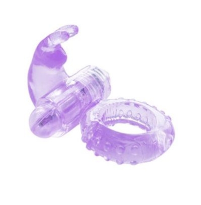 Фиолетовое вибрирующее кольцо с зайчиком - фото, цены