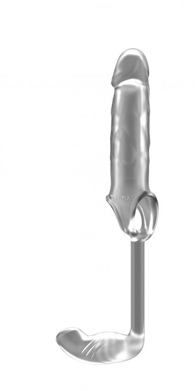 Прозрачная насадка с анальным стимулятором Stretchy Penis Exten and Plug No.34 - фото, цены