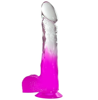 Фиолетовый фаллоимитатор с прозрачным стволом и присоской - 20 см. - фото, цены