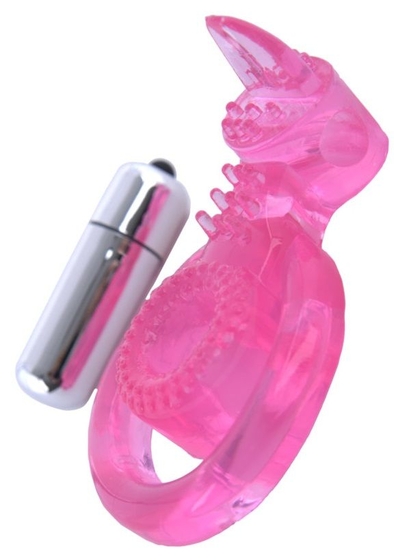 Розовая вибронасадка со стимулятором клитора Язычок - фото, цены