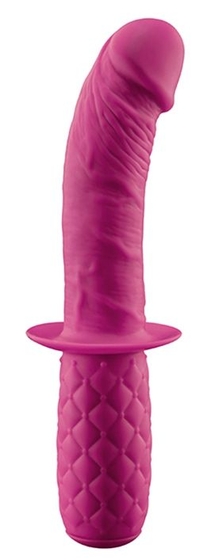 Розовый изогнутый анальный фаллоимитатор Orgasm Driver с ручкой-ограничителем - фото, цены