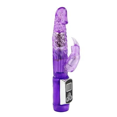Фиолетовый вибратор India Cowherd с ротацией и клиторальной стимуляцией - 21,5 см. - фото, цены