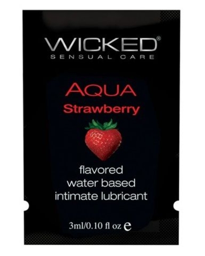 Лубрикант с ароматом клубники Wicked Aqua Strawberry - 3 мл. - фото, цены