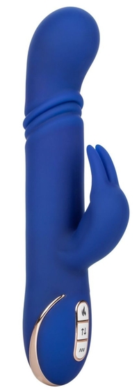 Синий вибратор-кролик с нагревом The Heated Silicone Thrusting G Rabbit - 21,5 см. - фото, цены