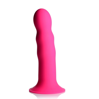 Розовый гибкий фаллоимитатор Squeeze-It Wavy Dildo - 18,3 см. - фото, цены