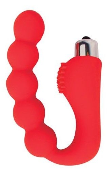 Красный силиконовый вибромассажер-елочка - фото, цены