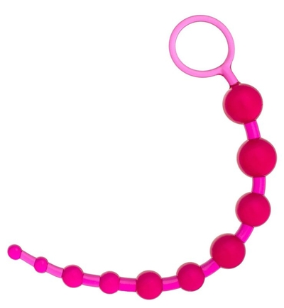 Розовая анальная цепочка из 10 шариков - 30 см. - фото, цены