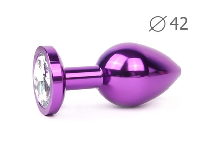 Коническая фиолетовая анальная втулка с прозрачным кристаллом - 9,3 см. - фото, цены