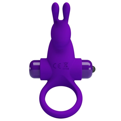 Фиолетовое эрекционное кольцо с выступом-зайчиком для стимуляции клитора - фото, цены