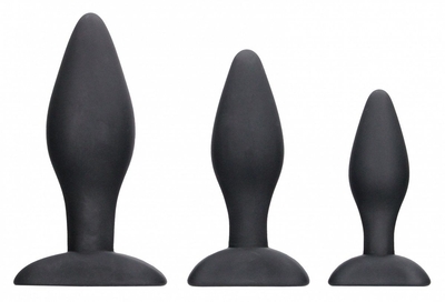 Набор из 3 черных анальных пробок Apex Butt Plug Set - фото, цены