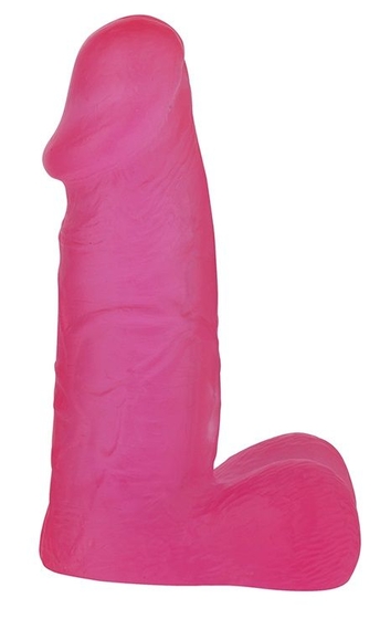 Розовый фаллоимитатор с мошонкой Xskin 5 Pvc Dong - 13 см. - фото, цены