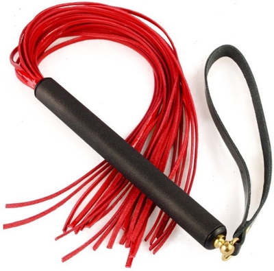 Красная лаковая плеть Mix с черной ручкой - 47 см. - фото, цены