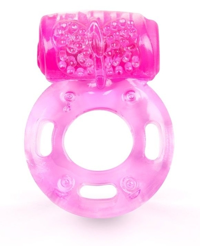 Розовое эрекционное кольцо с вибростимуляцией - фото, цены