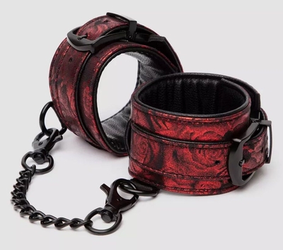 Красно-черные наручники Reversible Faux Leather Wrist Cuffs - фото, цены