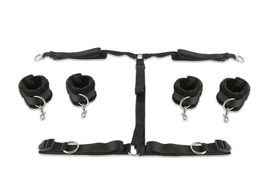 Набор чёрных фиксаторов для рук и ног с мягкой подкладкой - фото, цены