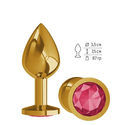 Золотистая средняя пробка с малиновым кристаллом - 8,5 см. - фото, цены