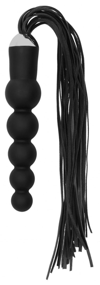 Черная плеть с рукоятью-елочкой Whip with Curved Silicone Dildo - 49,5 см. - фото, цены