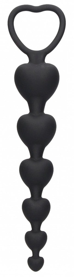 Черная анальная елочка Anal Heart Beads - 18,5 см. - фото, цены