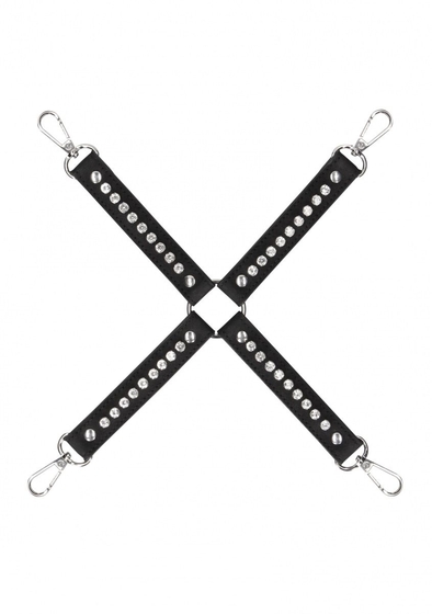 Черный крестообразный фиксатор Diamond Studded Hogtie - фото, цены