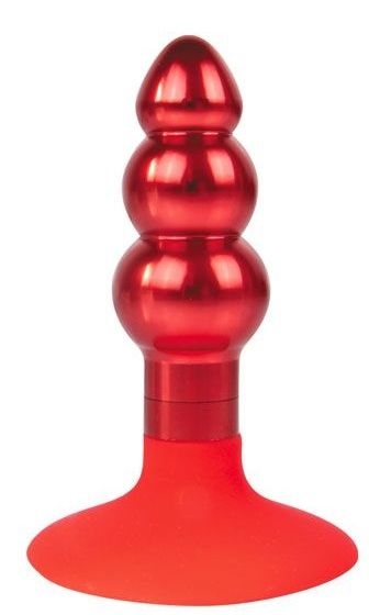 Красная анальная пробка-елочка с круглым ограничителем - 9 см. - фото, цены
