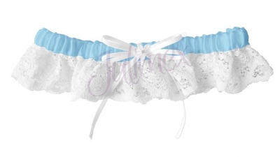 Бело-голубая подвязка на ногу Victoria - фото, цены