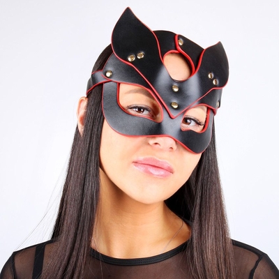 Черно-красная игровая маска с ушками - фото, цены