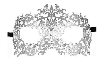Серебристая металлическая маска Forrest Queen Masquerade - фото, цены
