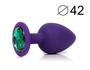 Фиолетовая анальная пробка с зеленым кристаллом - 9,5 см. 