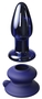 Синий конический стеклянный вибростимулятор с пультом ду и присоской - 10,2 см.