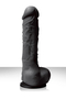 Черный фаллоимитатор Pleasures 5 Dildo - 17,8 см.