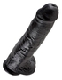 Черный фаллоимитатор-гигант на присоске - 28 см.