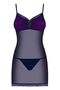 Фиолетовая полупрозрачная сорочка Suella с нежным кружевом и украшением на лифе