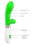 Зеленый вибратор-кролик Achilles - 21 см.