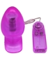 Фиолетовая анальная вибропробка с проводным пультом - 11 см.