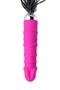 Розовый вибратор с чёрной полиуретановой плёткой - 16 см.