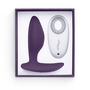 Фиолетовая анальная пробка для ношения Ditto с вибрацией и пультом ду - 8,8 см.