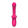 Розовый изогнутый вибратор-кролик - 21,2 см.