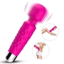 Ярко-розовый wand-вибратор с рельефной ручкой - 20 см.